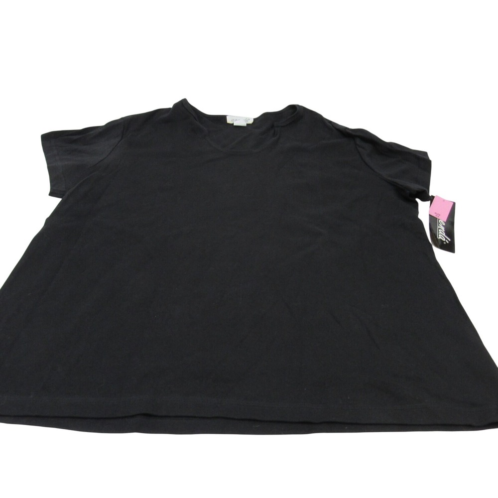 Agenda Womens Black Short Sleeve Tunic Top Plus Size‎ 2X Style 6725BW